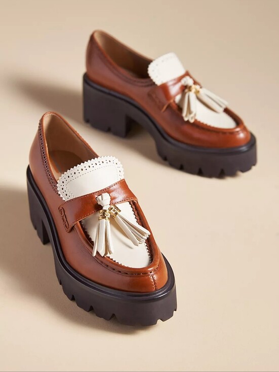 Sam Edelman Shoes - Sam Edelman Meela Brown Leather Tassel Platform Clogs Loafer Shoes